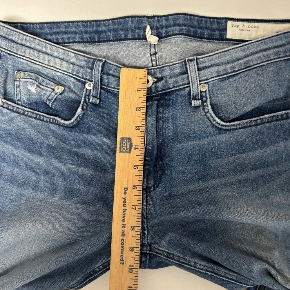 Rag & Bone Dre Slim Boyfriend Jeans Womens 30 Blue Distressed Low Rise